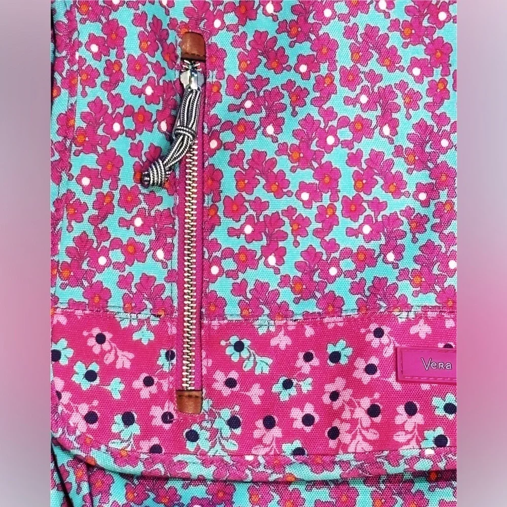 Vera Bradley  Falling Flowers MESSENGER School Travel Crossbody Bag 13x11x4 EUC